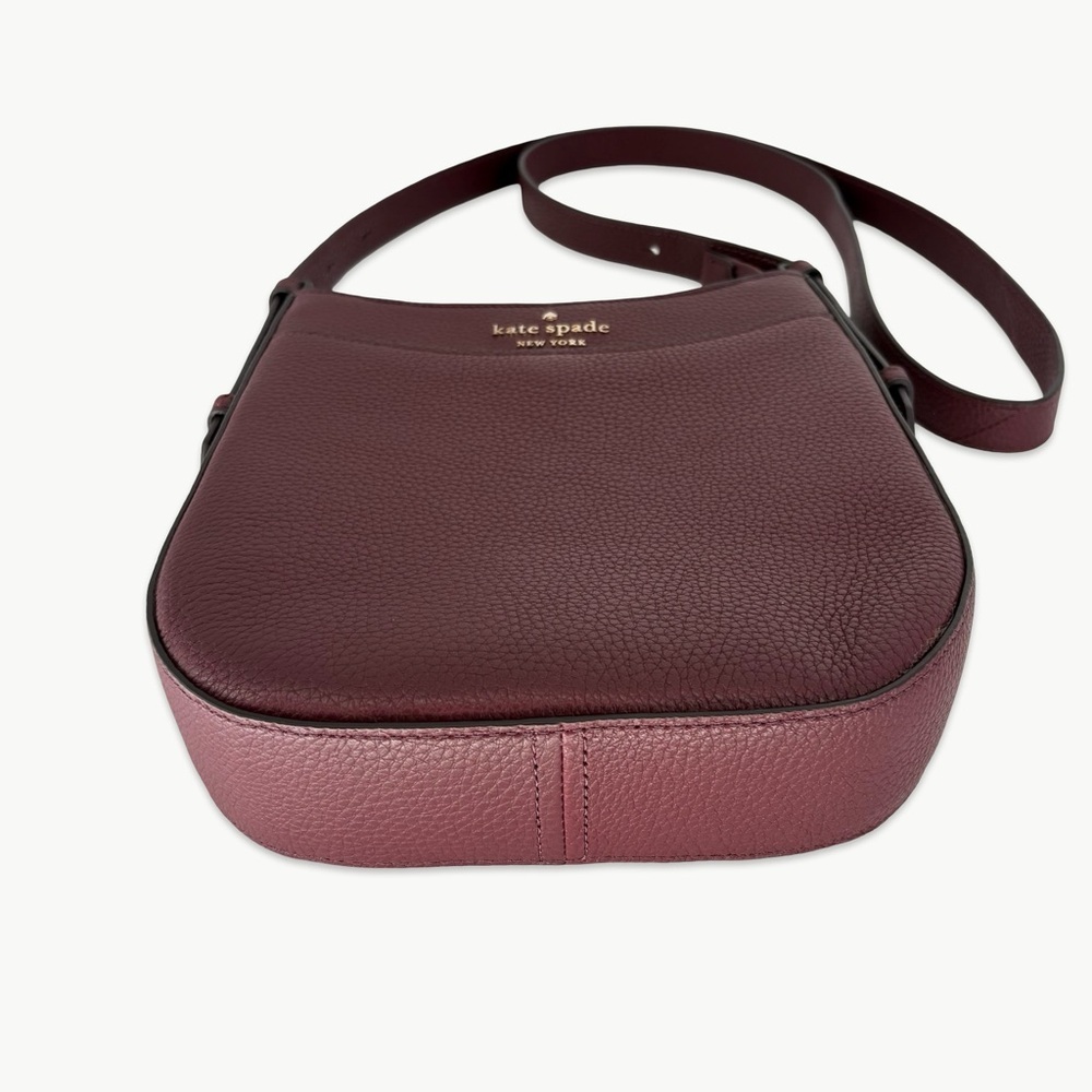 Kate Spade Leila North South Leather Crossbody OS Sherrywood Minimalist Classic - Picture 5 of 16